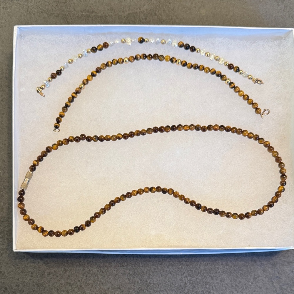 Elegant Brown Beaded Necklace and Bracelet Set